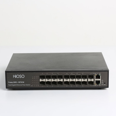 Commutateur 16 de fibre de Hioso +2 puissance électronique de la liaison montante AC100V de commutateur de soutien de Web de sécurité optique combinée de SNMP