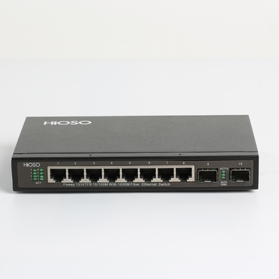 Commutateur de Gigabit Ethernet de commutateur d'accès d'Ethernet de ports de liaison montante de fibre de GE des ports +2 de Hioso 8 Rj45 TP